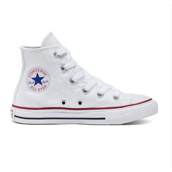 Converse Chuck Taylor All Star High Top Shoes Womens 7 White/Red Canvas Sneakers - Picture 1 of 10